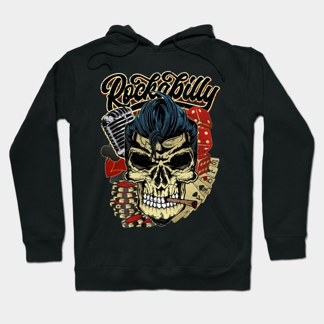 Rockabilly Greaser Skull Hoodie by RockabillyM